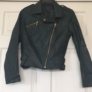 Inc green medium moto faux leather jacket in very good used condition